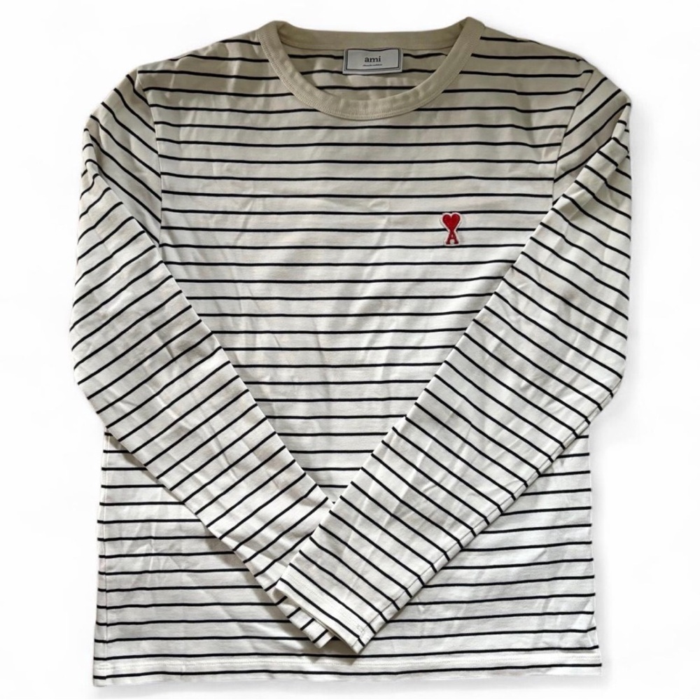 Ami Striped Long Sleeve Shirt - Black and White